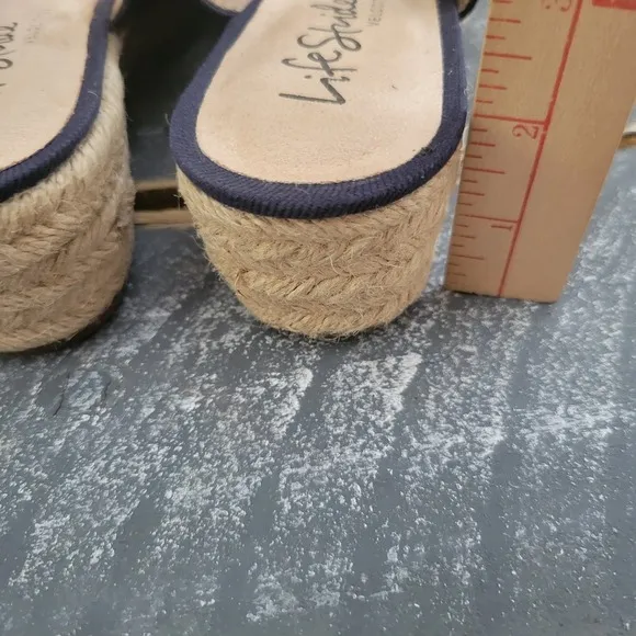 Life Stride Keepsake Women's Espadrille Sandals 8.5W Navy Adjustable‎ Heels New