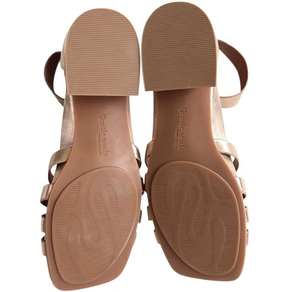 Like New Gentle Souls Kenneth Cole Leather Break My Park Sandals Gold 7 1/2