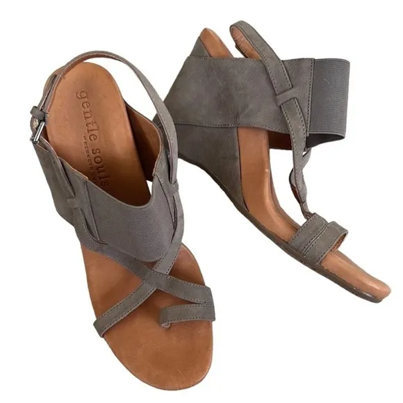 Like New Gentle Souls Leather Irwin Wedge Sandals Size 8