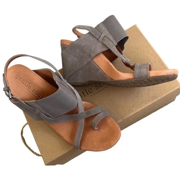 Like New Gentle Souls Leather Irwin Wedge Sandals Size 8