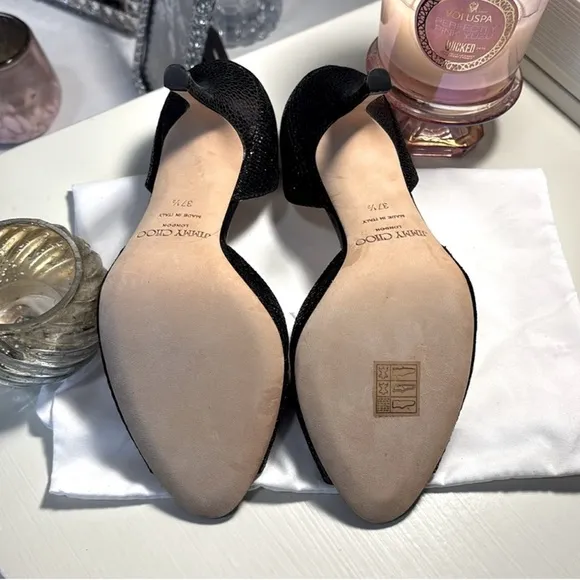 👠Like new Jimmy Choo Black Glitter Accent Pumps/Sandals.  US 7, IT 37.5.