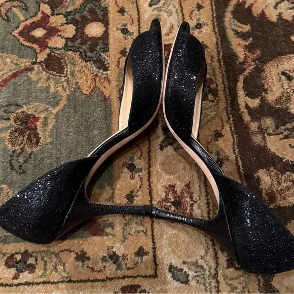 👠Like new Jimmy Choo Black Glitter Accent Pumps/Sandals.  US 7, IT 37.5.