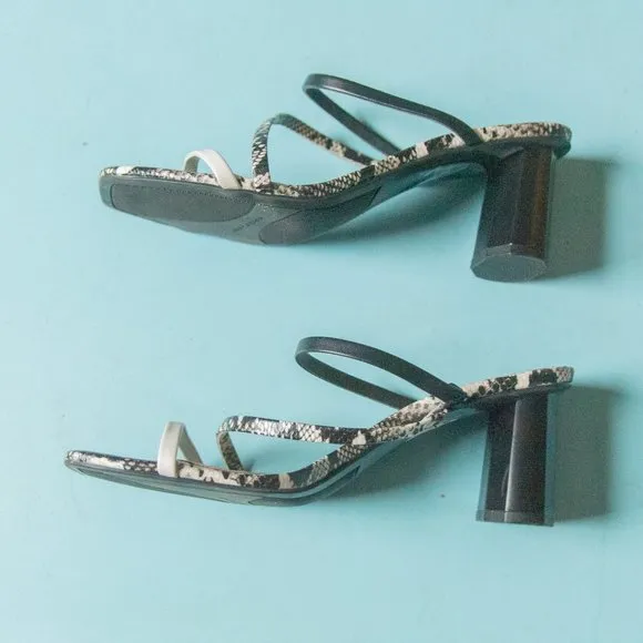 LIKE NEW Marc Fisher Aliana Snakeskin Leather Strappy High Heel Sandals Sz 7.5
