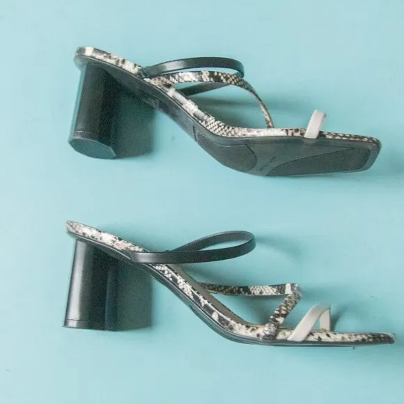 LIKE NEW Marc Fisher Aliana Snakeskin Leather Strappy High Heel Sandals Sz 7.5