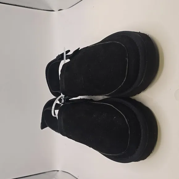 Like New UGG GOLDENSTAR CLOG BLACK SUEDE PLATFORM SANDALS SIZE US 5