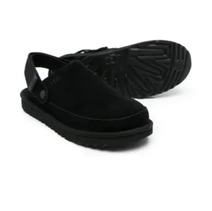 Like New UGG GOLDENSTAR CLOG BLACK SUEDE PLATFORM SANDALS SIZE US 5
