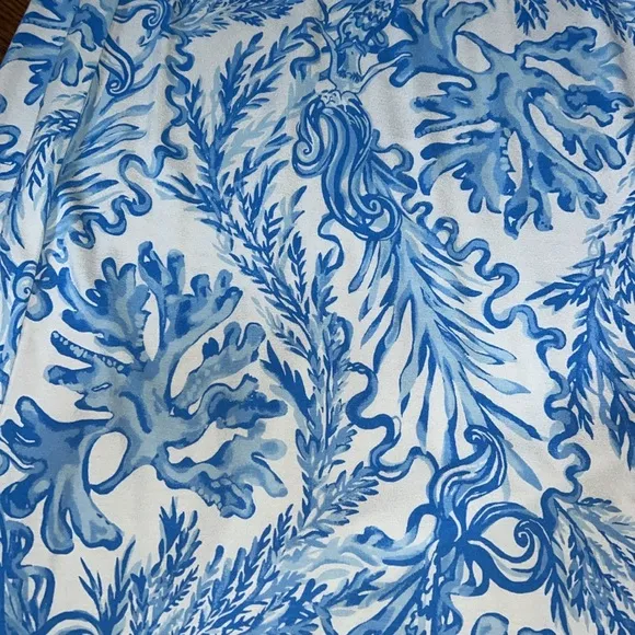 Lilly Pulitzer Inka Dress - Resort White Aqua Lounge Blue Size Large NWT