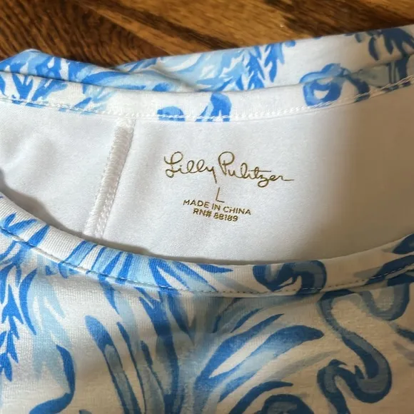 Lilly Pulitzer Inka Dress - Resort White Aqua Lounge Blue Size Large NWT