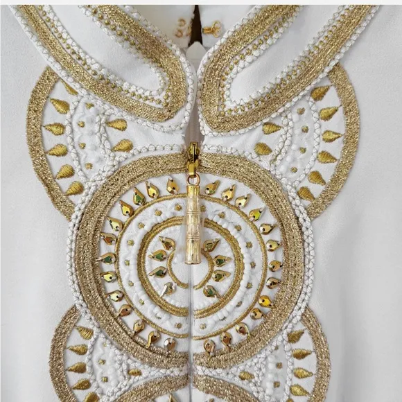 Lilly Pulitzer Jane White &amp; Gold Embellished Maxi Dress Size 4