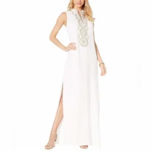 Lilly Pulitzer Jane White &amp; Gold Embellished Maxi Dress Size 4