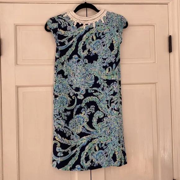 Lilly Pulitzer Madia Tunic Dress High Tide Navy Scuba Doo White Green Size XXS