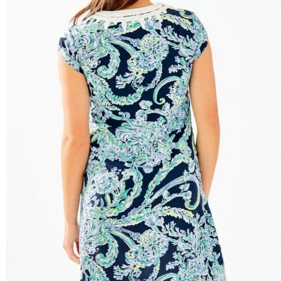 Lilly Pulitzer Madia Tunic Dress High Tide Navy Scuba Doo White Green Size XXS