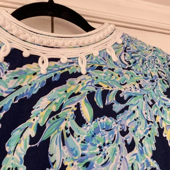 Lilly Pulitzer Madia Tunic Dress High Tide Navy Scuba Doo White Green Size XXS