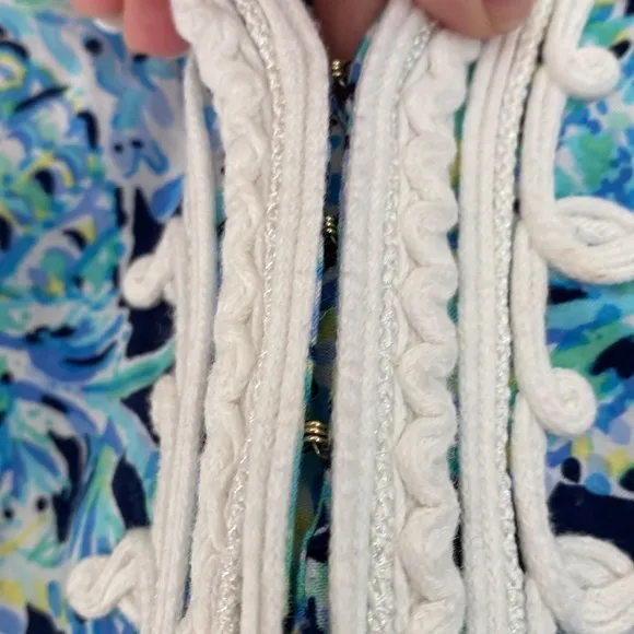 Lilly Pulitzer Madia Tunic Dress High Tide Navy Scuba Doo White Green Size XXS
