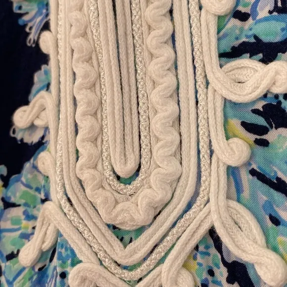 Lilly Pulitzer Madia Tunic Dress High Tide Navy Scuba Doo White Green Size XXS