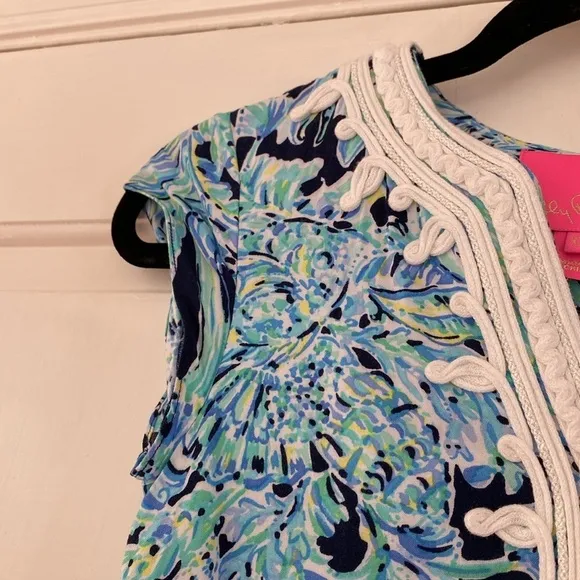 Lilly Pulitzer Madia Tunic Dress High Tide Navy Scuba Doo White Green Size XXS