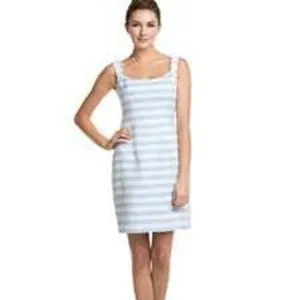 Lilly Pulitzer Nienie Striped Sheath Dress Flower Trim Sleeveless Party Dress 12