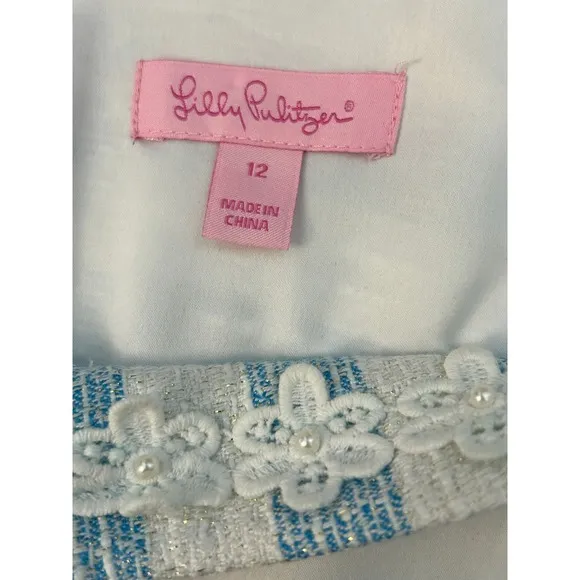 Lilly Pulitzer Nienie Striped Sheath Dress Flower Trim Sleeveless Party Dress 12