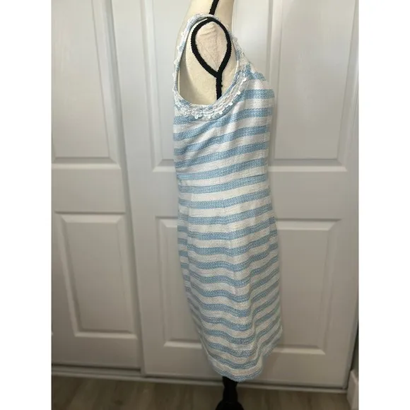 Lilly Pulitzer Nienie Striped Sheath Dress Flower Trim Sleeveless Party Dress 12