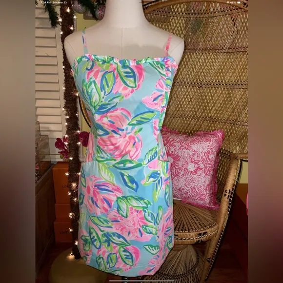 Lilly Pulitzer NWT Brenda Stretch Dress Totally Blossom $168 Size 0,4