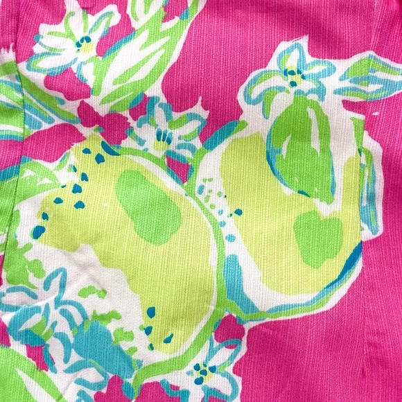 Lilly Pulitzer Pink Lemonade Delia Sleeveless Shift Dress Lime Lemon Size 0 EUC