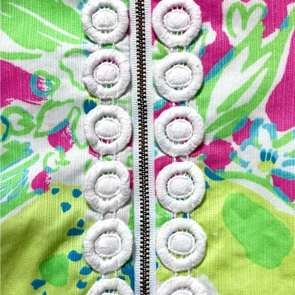 Lilly Pulitzer Pink Lemonade Delia Sleeveless Shift Dress Lime Lemon Size 0 EUC