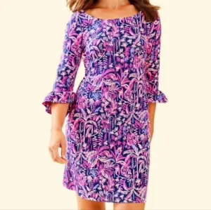 Lilly Pulitzer Preppy Sophie Ruffle UPF 50  Dress In Swing Of Things Medium