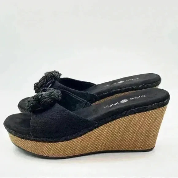 Lindsay Phillips sandals size 8 black platforms