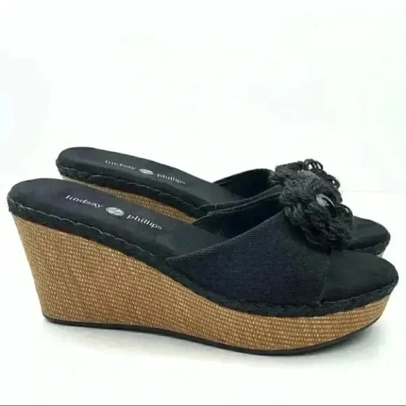 Lindsay Phillips sandals size 8 black platforms