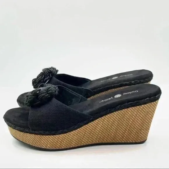 Lindsay Phillips sandals size 8 black platforms