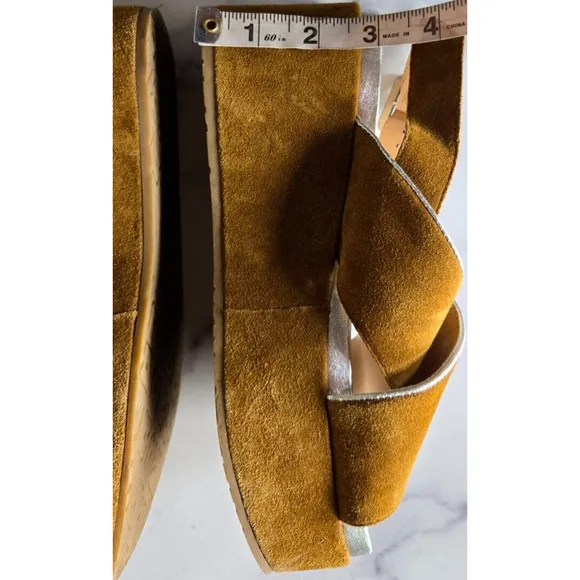Liu Jo Womens Ester Zeppa Platform Wedge Sandals 37 Tan Leather Suede Wedge Shoe