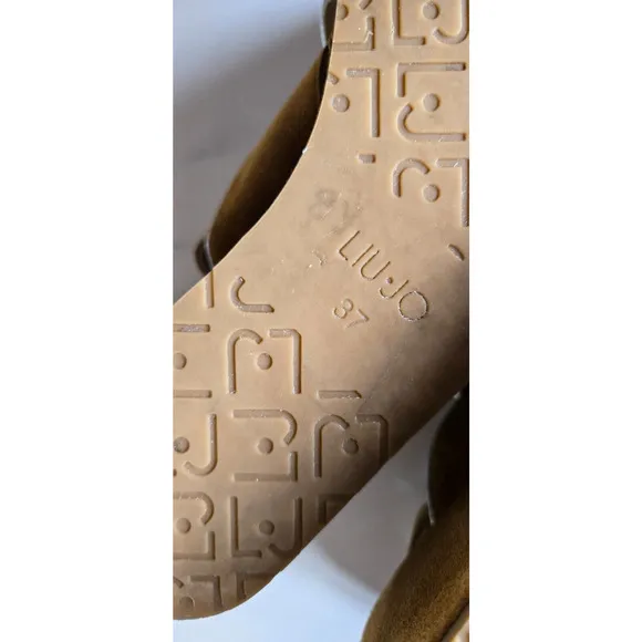 Liu Jo Womens Ester Zeppa Platform Wedge Sandals 37 Tan Leather Suede Wedge Shoe