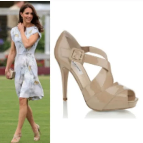 L.K.Bennett 'Sliver' Taupe Patent Sandals ASO Kate Middleton