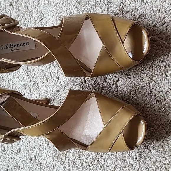L.K.Bennett 'Sliver' Taupe Patent Sandals ASO Kate Middleton