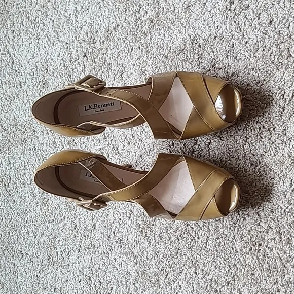 L.K.Bennett 'Sliver' Taupe Patent Sandals ASO Kate Middleton