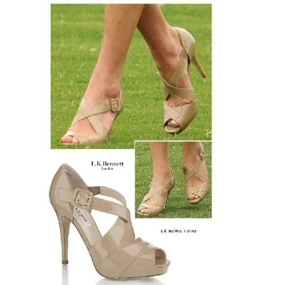 L.K.Bennett 'Sliver' Taupe Patent Sandals ASO Kate Middleton