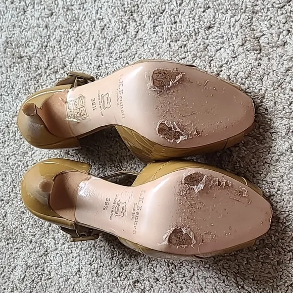 L.K.Bennett 'Sliver' Taupe Patent Sandals ASO Kate Middleton