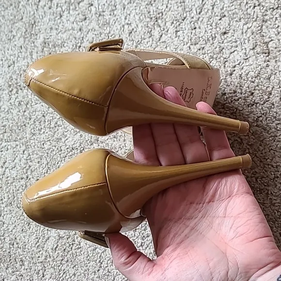 L.K.Bennett 'Sliver' Taupe Patent Sandals ASO Kate Middleton