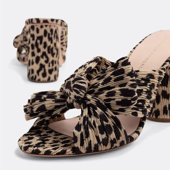 Loeffler Randall Anthropologie Penny Bow Animal Print Heels Sandals 10 B