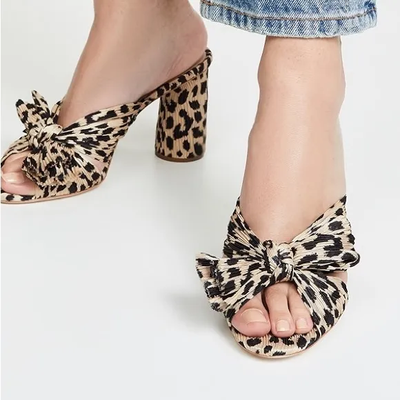 Loeffler Randall Anthropologie Penny Bow Animal Print Heels Sandals 10 B