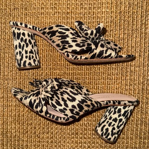 Loeffler Randall Anthropologie Penny Bow Animal Print Heels Sandals 10 B