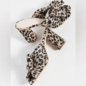 Loeffler Randall Anthropologie Penny Bow Animal Print Heels Sandals 10 B