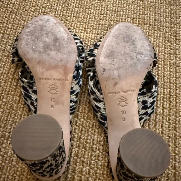 Loeffler Randall Anthropologie Penny Bow Animal Print Heels Sandals 10 B