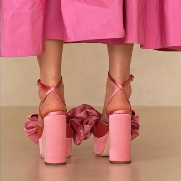 Loeffler Randall Kiki Satin Platform Sandals - Blush