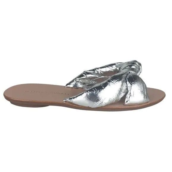 Loeffler Randall Metallic Silver Slides Sandals