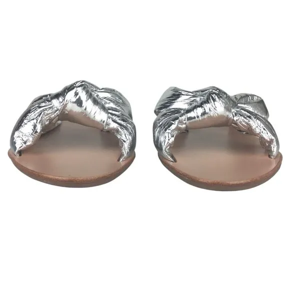Loeffler Randall Metallic Silver Slides Sandals