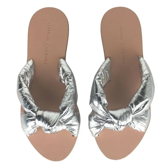 Loeffler Randall Metallic Silver Slides Sandals