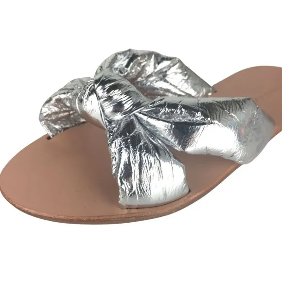Loeffler Randall Metallic Silver Slides Sandals