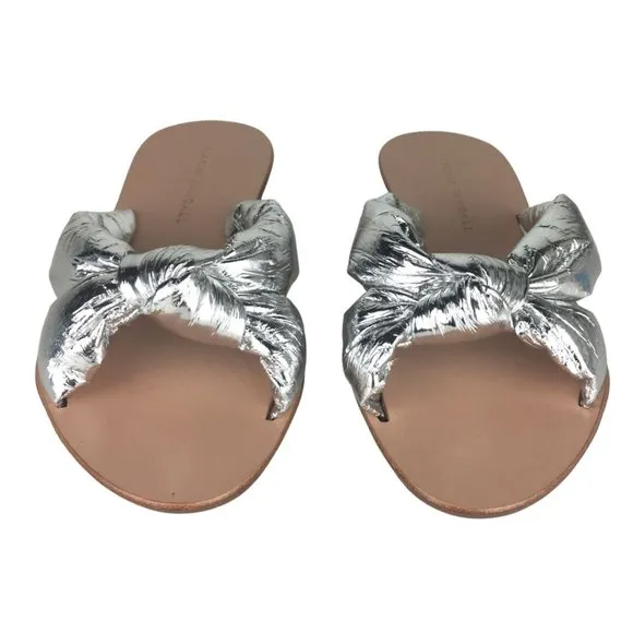 Loeffler Randall Metallic Silver Slides Sandals