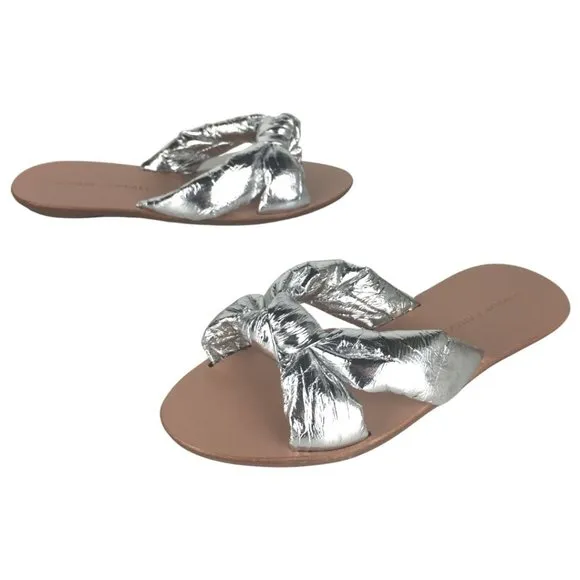 Loeffler Randall Metallic Silver Slides Sandals